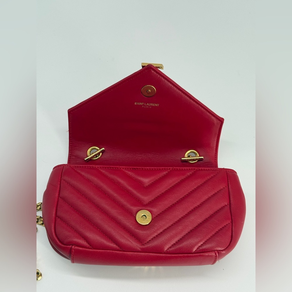 Saint Laurent Shevron College Baby Leather Crossbody Bag - Picture 13 of 16